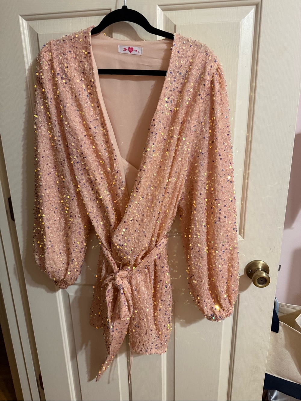 Buddy alive Sequin Tie-Waist Pink Party Dress size large